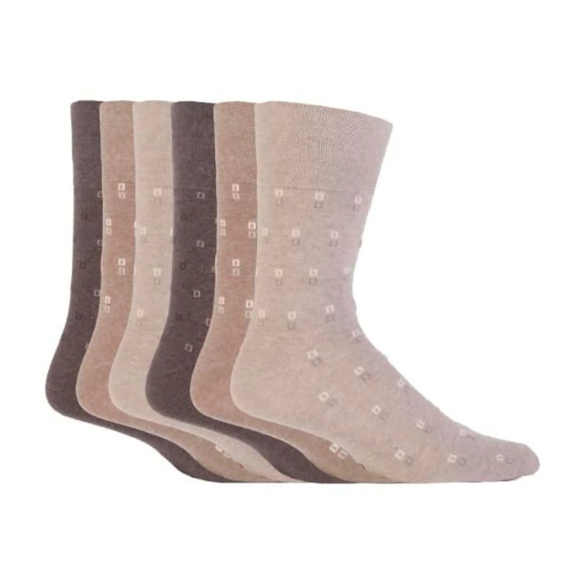 6 Pack Mens Non Elastic Square Patterned Cotton Socks for Poor Circulation - Image 21