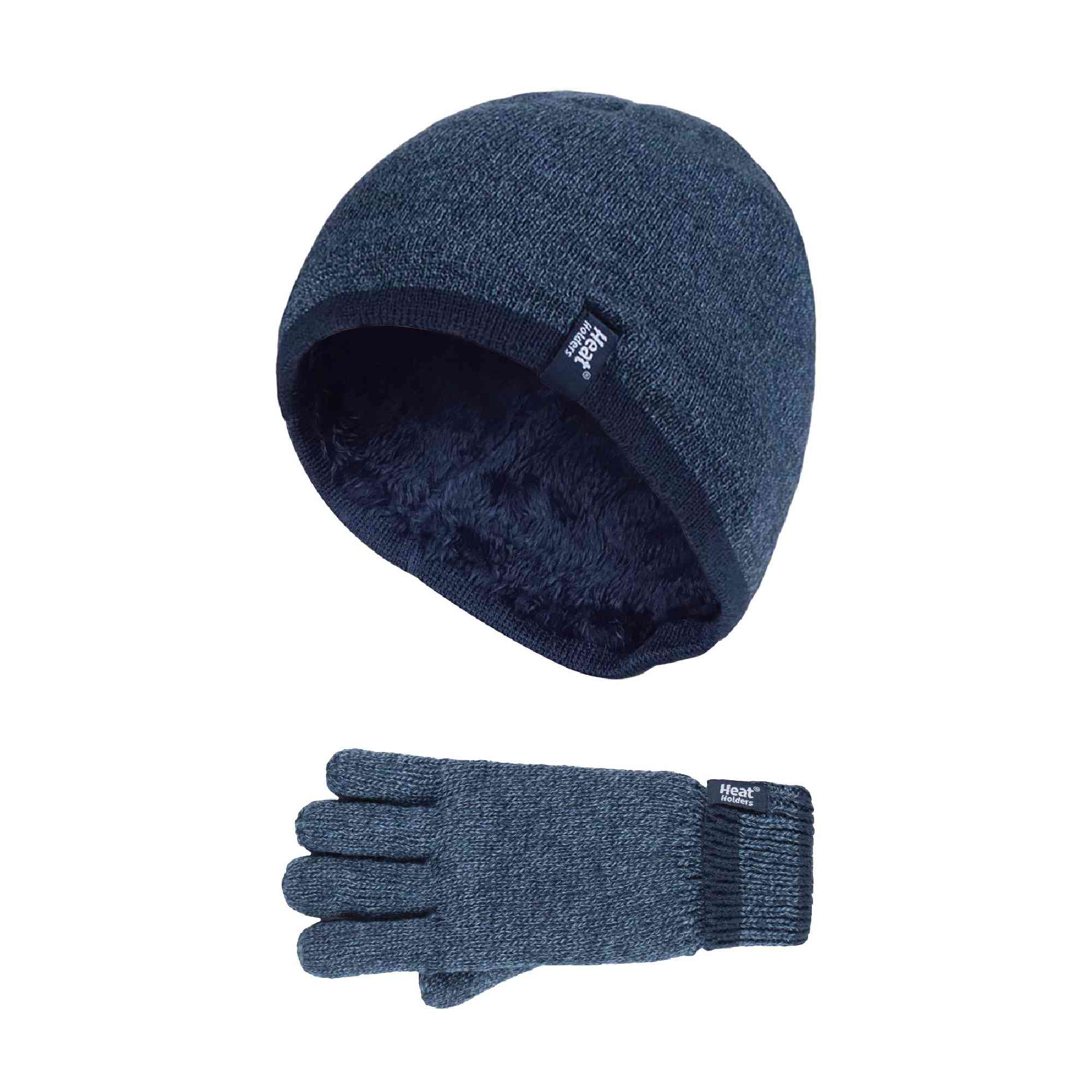 Children Winter Warm Fleece Lined Knit Turn Over Cuff Ribbed Hat & Gloves Set - Image 13