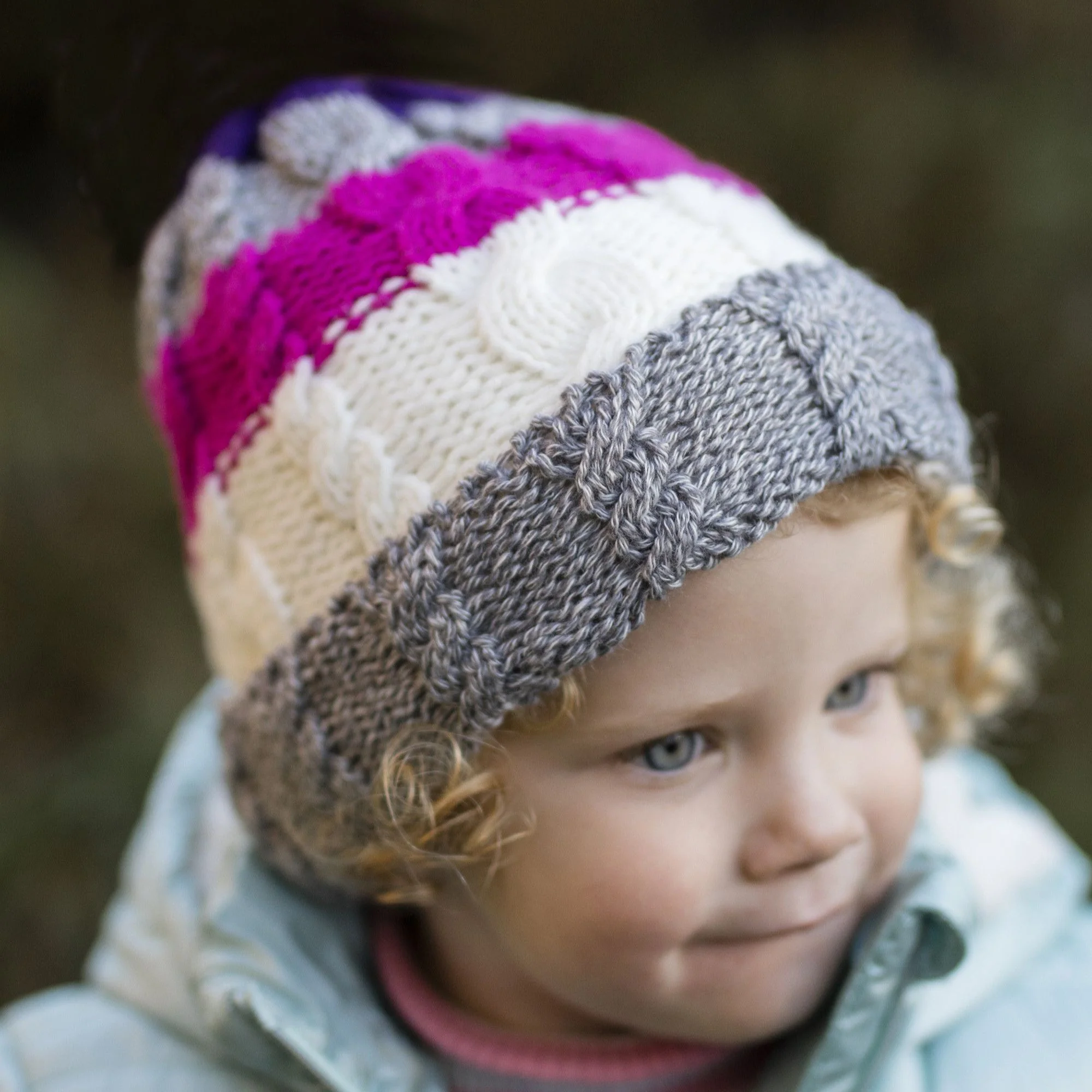 Kids Fleece Lined Knitted Striped Colourful Winter Thermal Hat & Mittens Set - Image 12