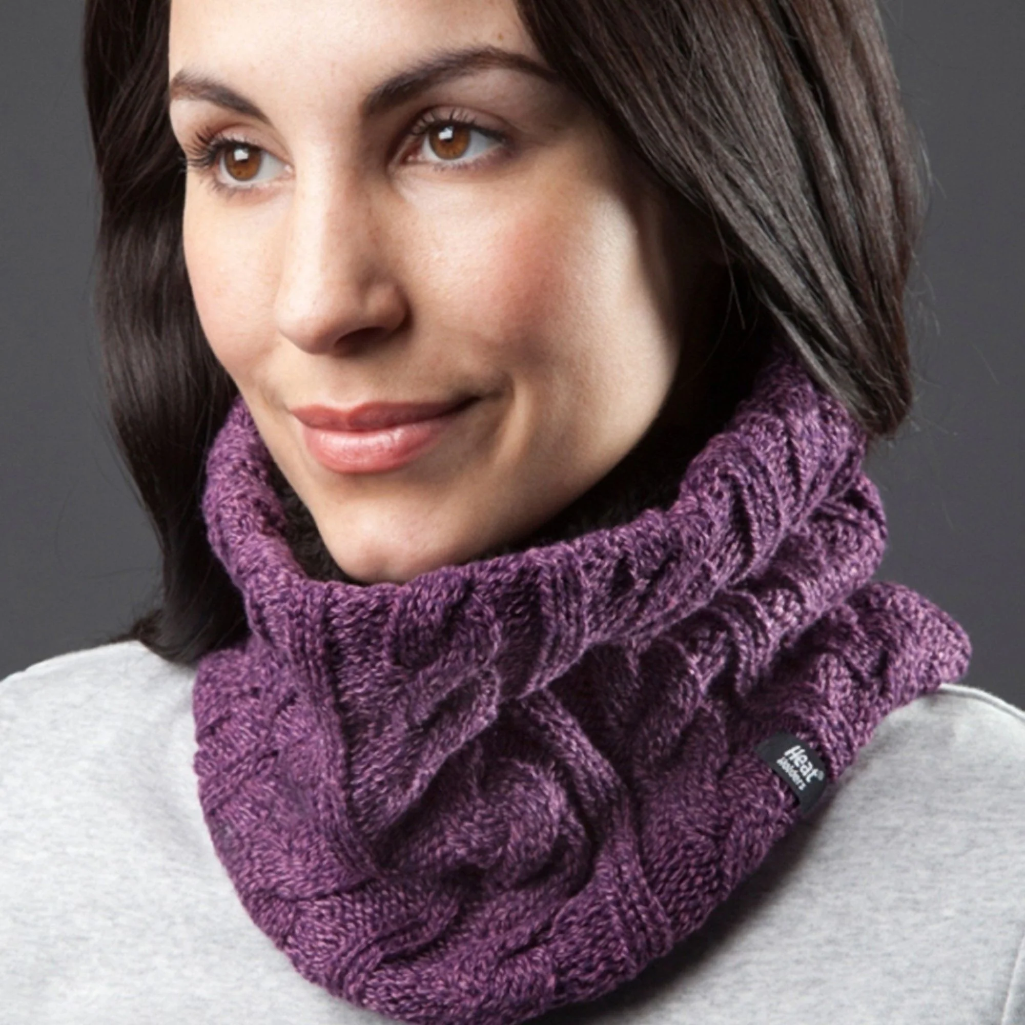 Ladies Cable Knit Winter Fleece Lined Thermal Neck Warmer - Image 31