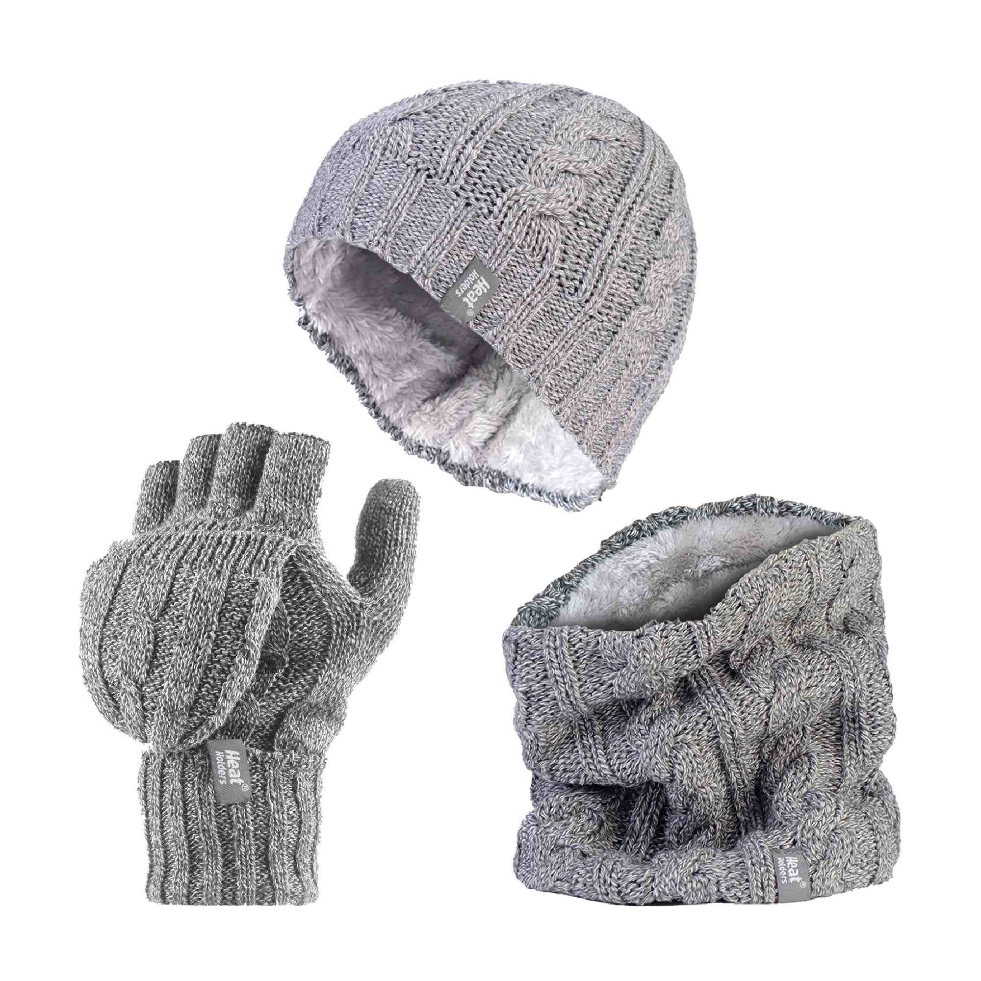 Ladies Fleece Lined Thermal Winter Hat, Neck Warmer & Converter Gloves Set - Image 13