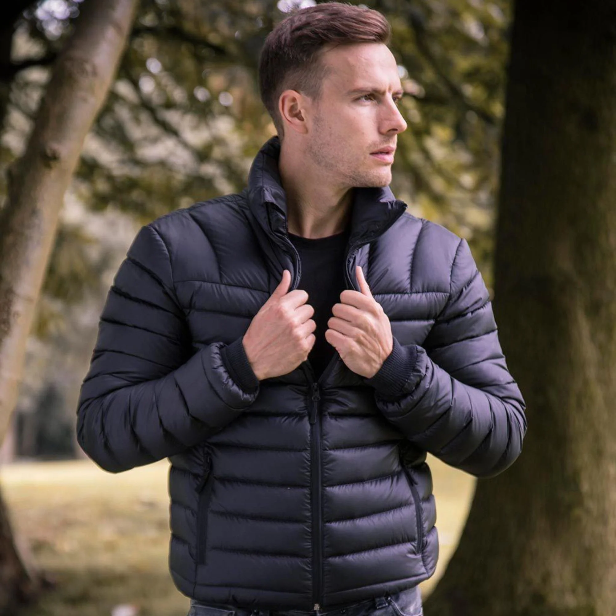 Mens Thermal Waterproof Fleece Lined Quilted Puffer Jacket Coat in a Bag - Image 3