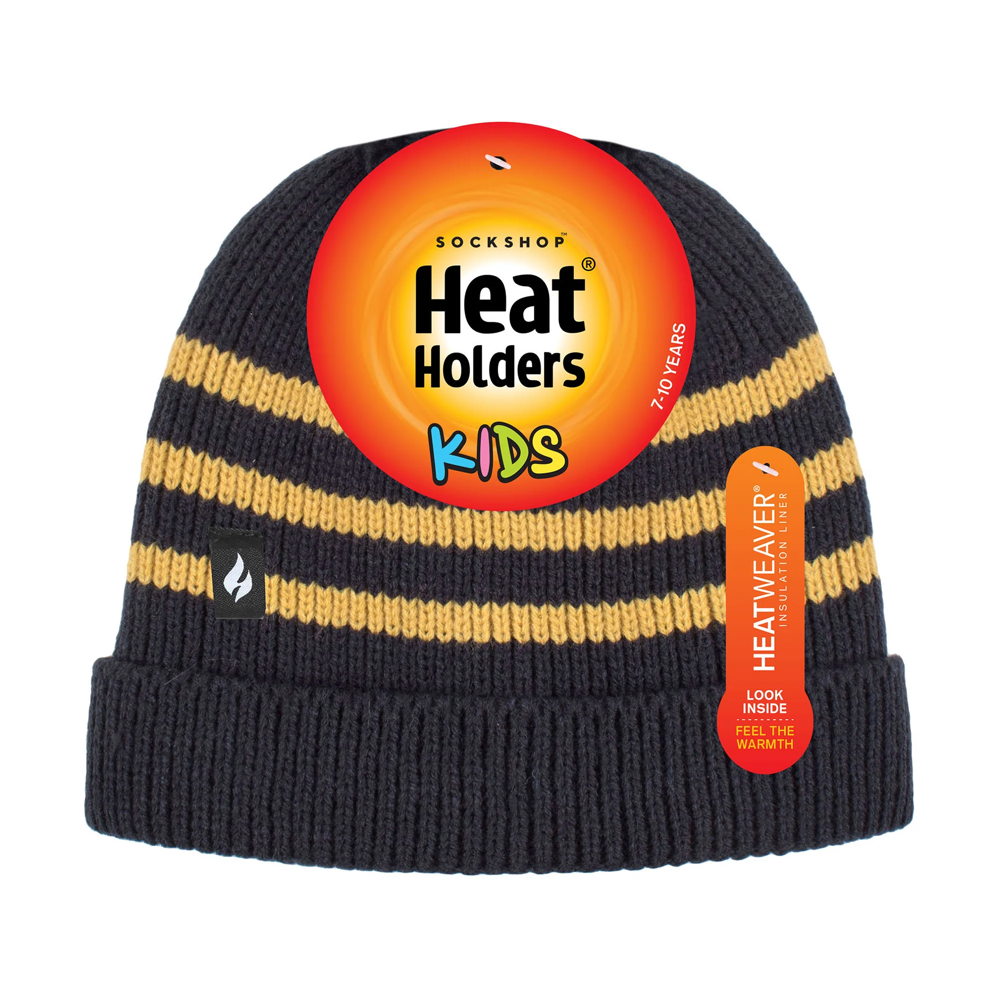 Boys Ribbed Knit Turnover Thermal Winter Hat with Stripes - Image 8
