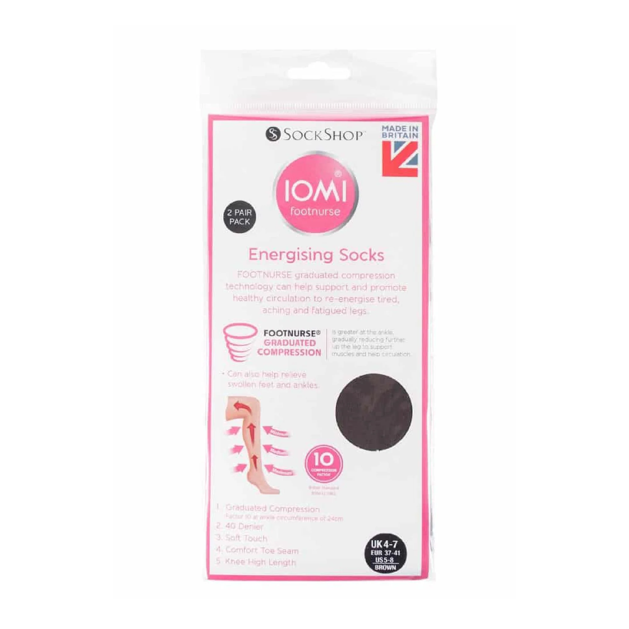 2 Pack Ladies 40 Denier Compression Knee High Energising Socks - Image 4