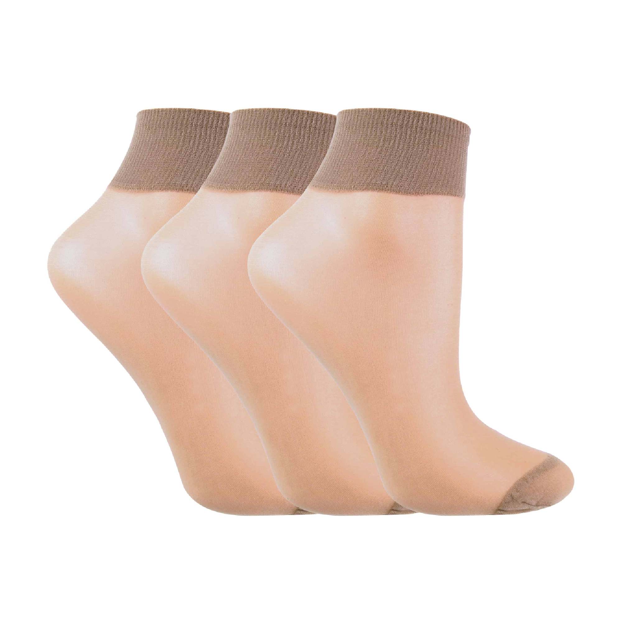 3 Pack Ladies Sheer 15 Denier Nylon Ankle High Pop Socks - Image 3