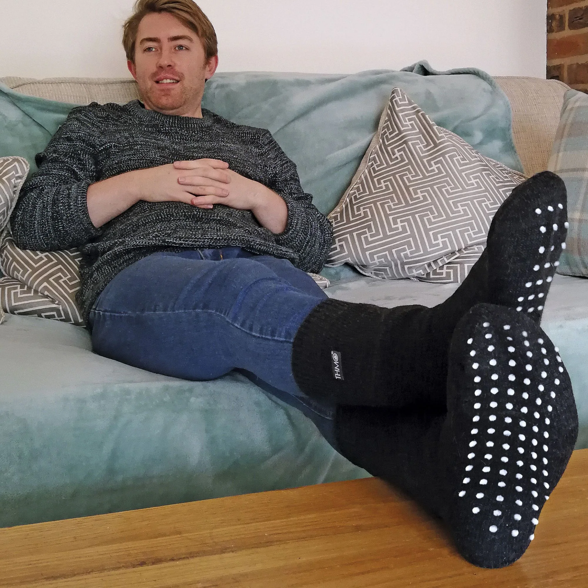 Mens Thermal Indoor Slipper Socks with Grips (Multipack Options) - Image 13