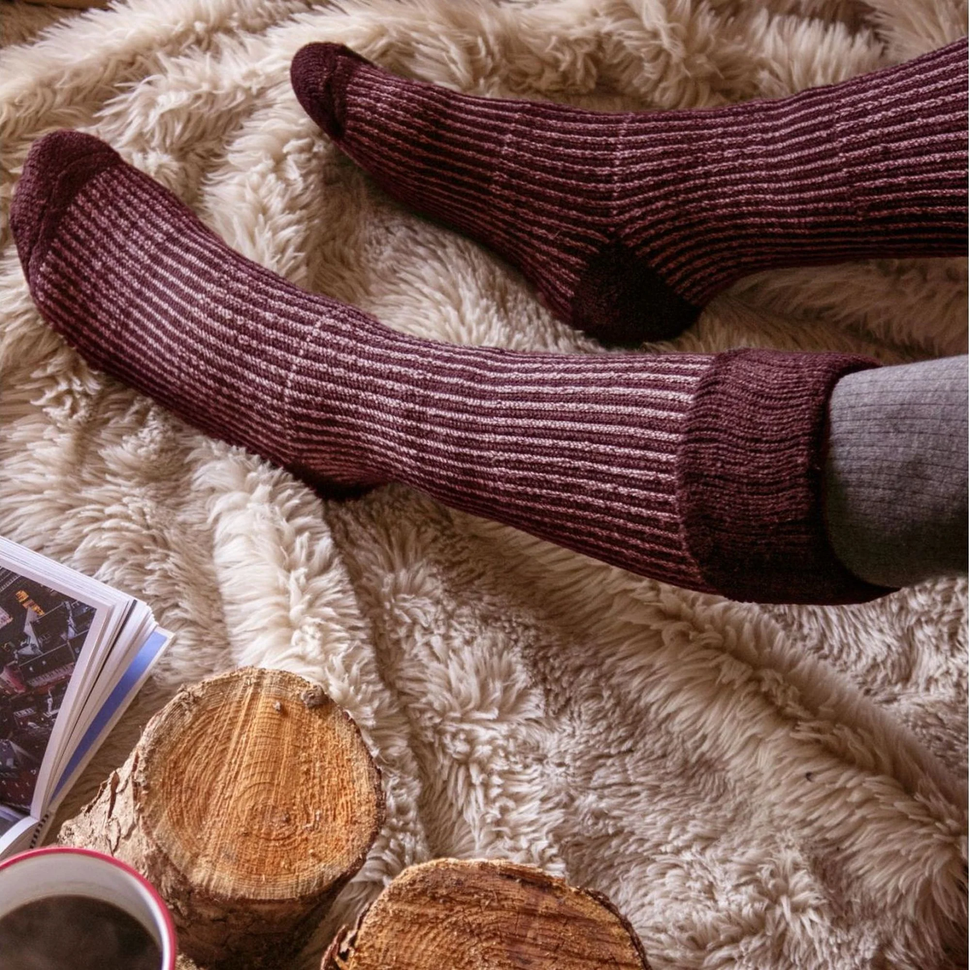 Ladies Thick Winter Warm Knee High Ribbed Thermal Boot Socks - Image 27